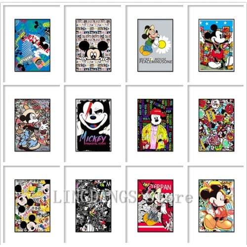 5D DIY Full Drill Diamond Painting Disney Graffiti Mickey Mouse Donald Duck Diamond Mosaic Embroidery Cross Stitch Home Decor