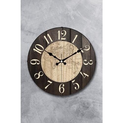 More Designs Decorative Real Glass Curved Silent Mechanism Wall Clock World Map Real glass real 36cm