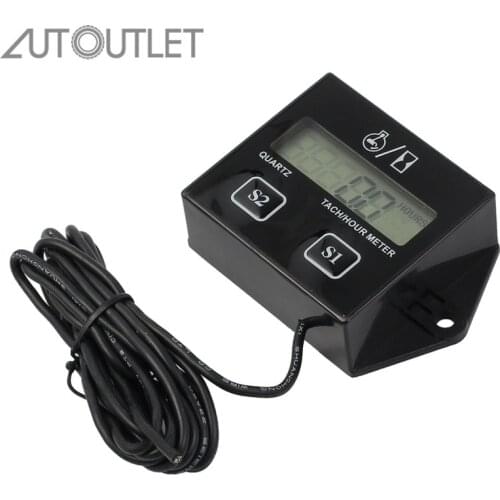 AUTOUTLET Motorcycle Racing LCD Digital Engine Tachometer Tach Hour Meter Gauge for Motorcycle Car Motor Stroke Engine Gauge