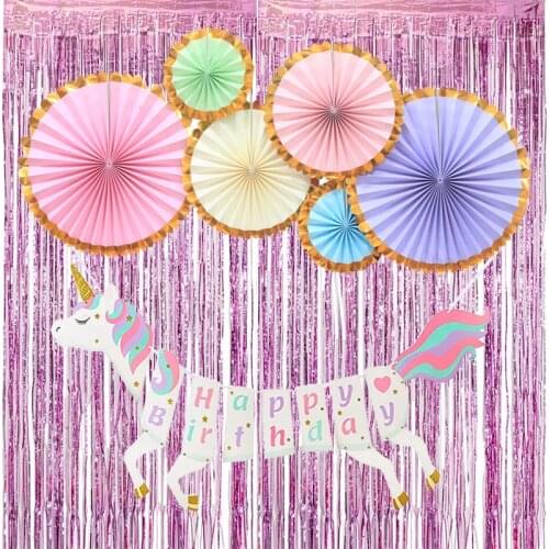 Unicorn Party Decoration First Birthday Girl Party Supplies Unicorn Banner Happy Birthday Decoration Baby Shower Supplies