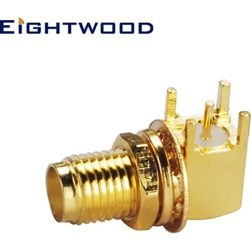 Eightwood 5PCS SMA Plug Female RF Coaxial Connector Adapter Bulkhead Right Angle PCB Mount for Antenna Telecom Base station