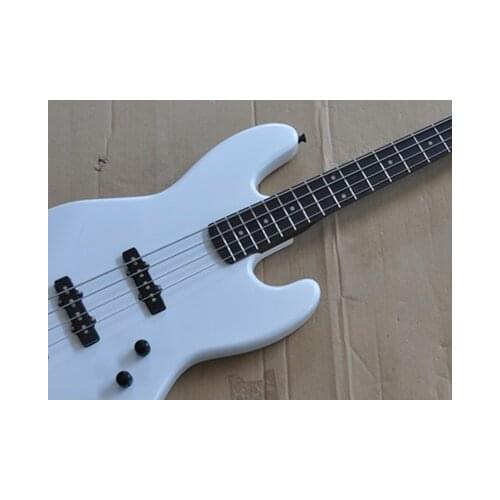 Custom electric white bass guitar,jb 4 strings bass guitar,basswood body,free delivery,black buttons,maple neck