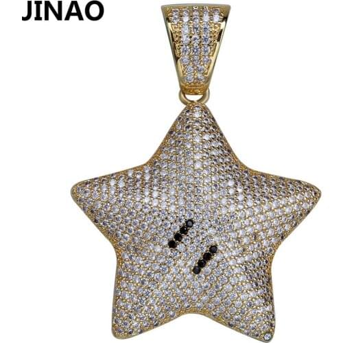 JINAO New Hip Hop Punk Star Charm Bling pendant necklace With Chain creative Jewelry For Gift