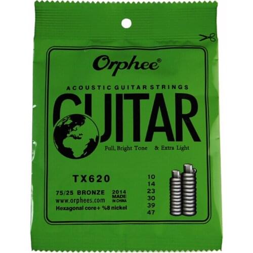20 Set Orphee TX620 (010-047) Extra Light Folk Guitar Strings Acoustic Guitar Strings Set 6pcs/set Guitar Accessories