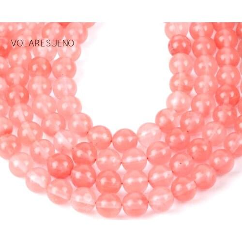 Natural Watermelon Red Crystal Stone Round Loose Beads For Jewelry Making 4-12mm Spacer Beads Fit Diy Womens Bracelet Jewellery