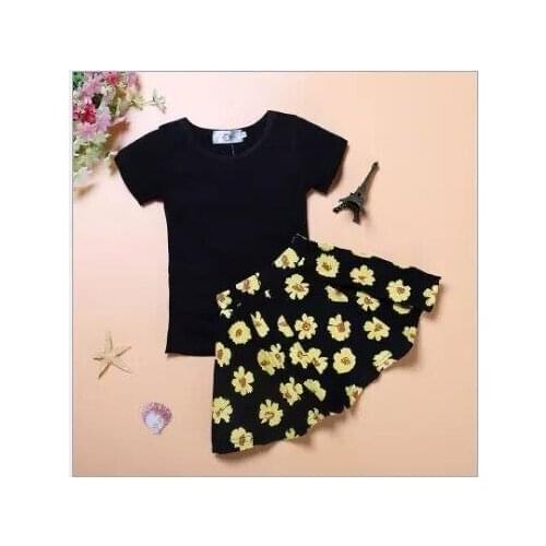 Girls summer European and American style girls small flower suit skirt children suit k1