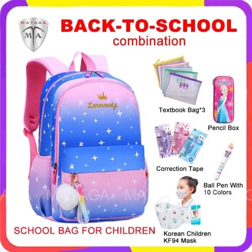 MTA Trend Gradient Color Large-Capacity Lightweight Comfortable Schoolbag for Primary and High School Students