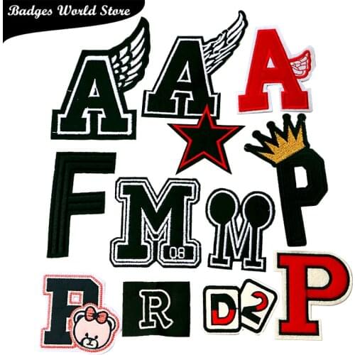 Cartoon Decorative letters Patch English alphabet icon Embroidered Applique Patches For DIY Iron on Badges on clothes Stickers