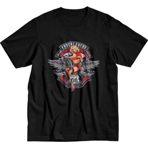 Vintage Route 66 Mother Road T Shirt Men Short Sleeve Soft Cotton T-shirt Print Biker America Highway Tee Tops Fashion Tshirt