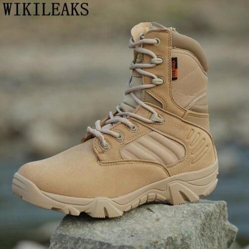 2020 Brand Military Boots Men Desert Ankle Boots Genuine Leather Tactical Boots Footwear Army Fans Outdoor Climbing Shoes Men