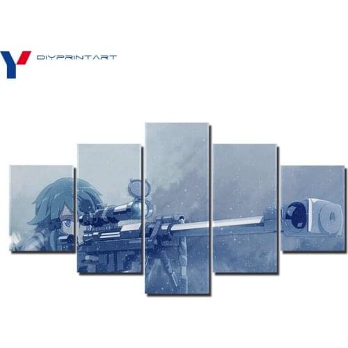 Girl Sinon 5 Pcs/set Modern Art Home Decoration Anime Sword Art Online Pictures for Living Room A0891