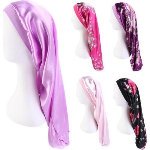 Solid Color Women Night Sleep Bonnet Slouchy Hat Hair Care Cap Bath Head Wrap Bonnet Slouchy Hat