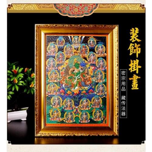 2PCS # Wholesale Buddhist supplies HOME Efficacious blessing Buddhism 21 Tara Buddha +Buddhist paradise Hang frame painting