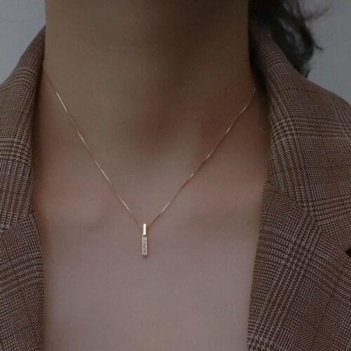 925 Sterling Silver Necklace Simple Geometric Cubic Zircon Choker Shiny Exquisite Clavicle Chain For Women Wedding Party Gift