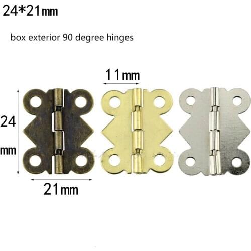24x21MM Exterio 90 Degree Wooden Case Hinges Antique Bronze Butterflry Furniture Cabinet Door Hinge DIY Jewelry Box Hinges Gold