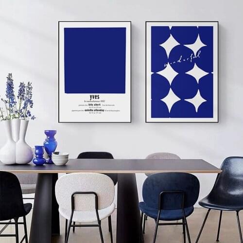 Simple Nordic Klein blue abstract geometry art poster living room mural canvas decorative picture print hanging picture