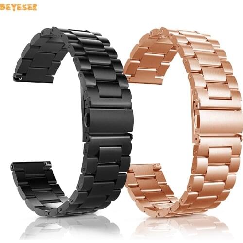 22mm Metal Stainless Steel Strap For Galaxy Watch 46mm/Garmin Vivomove Smartwatch Band Replacement Wristband Bracelet Metal Belt