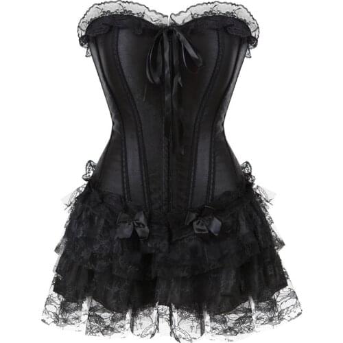 Sexy Corsets and Bustiers Plus Size Overbust Corset Lingerie Top Body Shaper Sexy Lace Up Boned Corselet Burlesque Costume