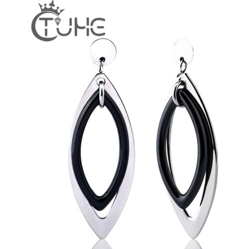 Wedding Stud Long Ceramic Earrings For Women Geometric Earring with Double Oval Jewelry Bohemian Christmas Gifts
