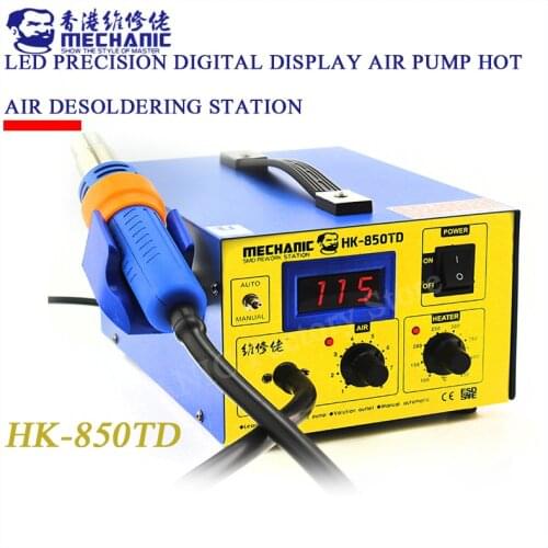 Hot Air Gun Soldering Station MECHANIC HK-850TD Air Pump LED Digital Display Heat Gun 24L Manual/Automatic Desolder Station
