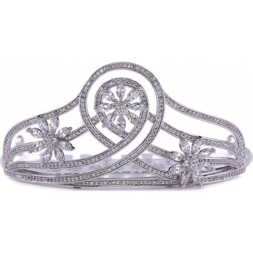 TIRIM Luxury Small Princess Crown Crystal Tiaras Party Favors for Women Girls Toddler Combs Clip Hair Accessories Cubic Zircon