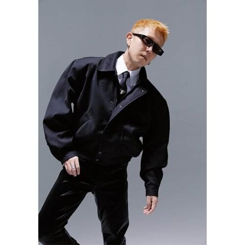 XS-6XL Men Womens clothing retro shoulder pad wide shoulder loose silhouette black short coach jacket Coat plus size costumes