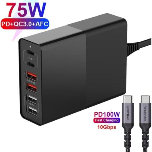URVNS 75W PD3.0 USB C Charger Quick Charge 3.0 QC Type C PD Fast USB Charger For Macbook Pro iPhone Samsung Xiaomi Cell Phone