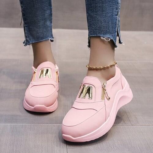 Ladies White Chunky Sneakers Platform Wedges Running Shoes for Women Outdoor Sport Shoes Woman Comfort Gym Trainers Pink