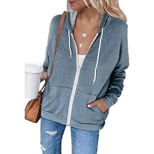 Female All-Match Solid Color Long-Sleeved Coat Hooded Cardigan Tops Spring Autumn New Streetwear Jacket Comfy Womens Clothing