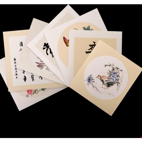 10Sheets Chinese Raw Rice Paper Card Thicken Paper Cards Calligraphy Watercolor Meticulous Painting Mounting Paper Cards