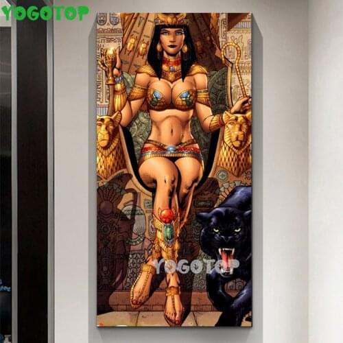 100% Full Diamond Embroidery Queen Of Egypt and leopard Diy Diamond Painting Cross Stitch Kits Home Decor Diamond Pattern YY5244
