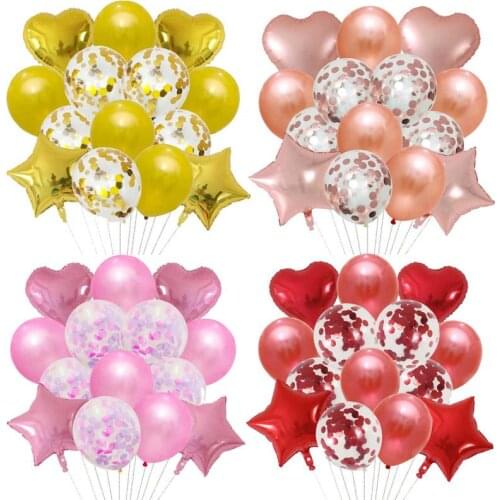 14Pcs/set 18inch Heart Star Foil Balloon Confetti Latex Balloons Wedding Party Decor Childrens Birthday Supplies Helium balloon