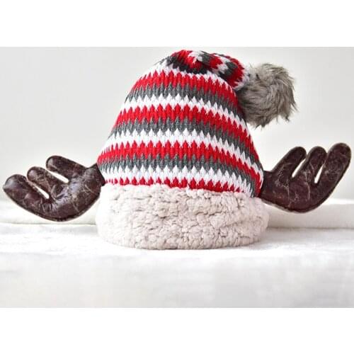 2021 Christmas Hat Knitted Headdress Hat Winter New Year Hat Christmas Hat Decoration Ball Show Props Hat