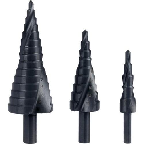 3Pcs/Set 4-12/20/32mm HSS Cobalt Step Stepped Drill Bit Set Nitrogen High Speed Steel Spiral For Metal Cone Triangle Shank Hole