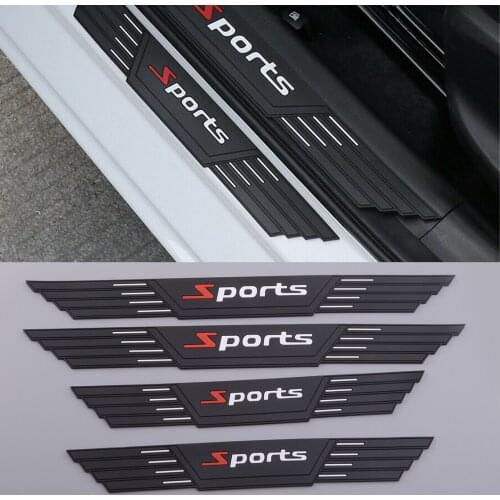 4pcs/Set Universal Car Door Scuff Plate Sill Cover Panel Step Protector Rubber Strip