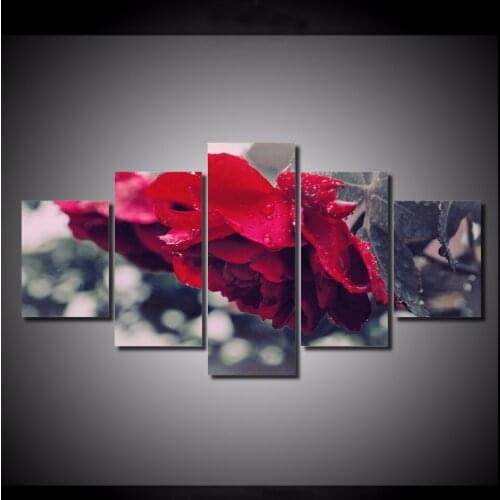 5 Pieces/set Red Rose Wall Art For Wall Decor Home Decoration Picture Paint on Canvas Prints Painting for Living Room