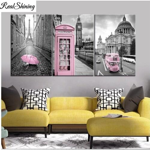 5d Diamond Painting Full Square RoundPink Building landscape castle umbrella Diamond Mosaic Cross Stitch Diamond Embroidery F803