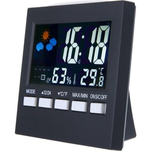 LCD Color Screen Weather Clock Numeric Display Thermometer Humidity Alarm Household Multi-functional Clock