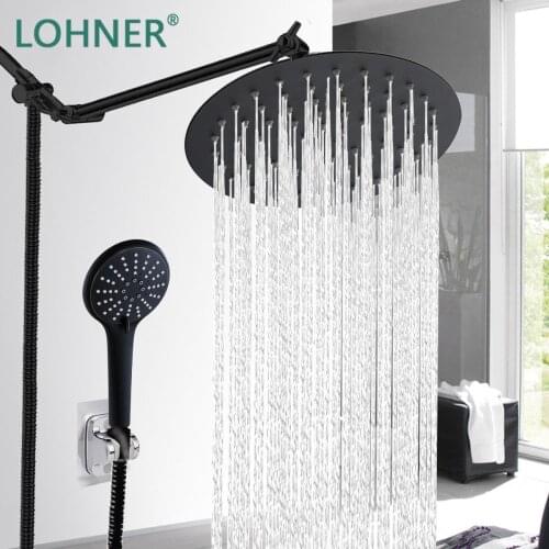 Black Chrome Shower Cabin Faucet Set Bathroom Rainfall Shower Mixers towel Swivel Spout Bath Shower Crane Hot Cold Mixer Tap