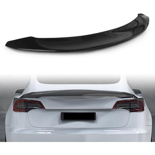 For Tesla Model 3 2017-2021 Glossy Black Exterior Tail Gate Upper Splitter Guard Trim Lid Car Rear Trunk Window Spoiler Wing Lip