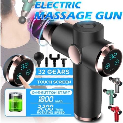 Electric Muscle Massage Gun 32 Gears Deep Tissue Percussion Fascia Therapy Gun For Pain Relief Exercising Relaxing Body Massager