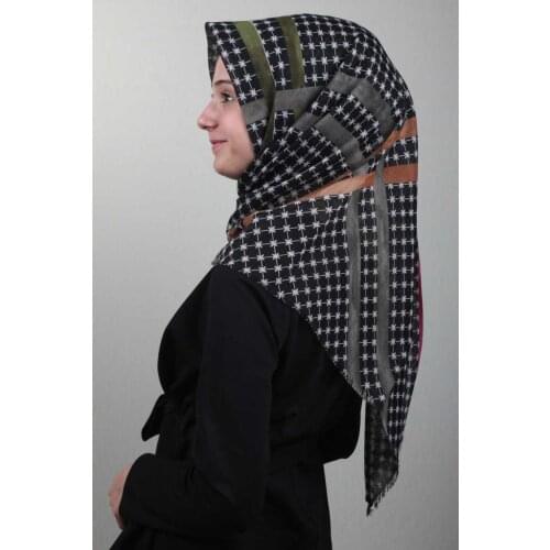 FOMARA SHİNE PATTERNED SILVERY LINEN SCARF-DESEN-03-RENK-01