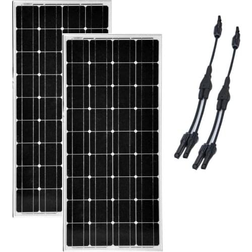 Photovoltaic Panel 12v 100w 2 PCs Solarpanel 24v 200w Chargeur Solaire 2 in 1 Connector RV Motorhome LED Car Caravan Camping