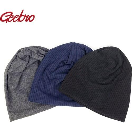Geebro Casual Cotton Ribbed Beanies Hat And Caps For Women Men New Autumn Winter slouch Skullies Hats Unisex Plain Oversize
