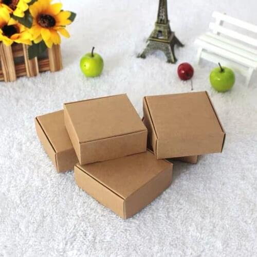 I"MFINE 7X7x3CM Vintage Kraft Paper Box Gift Box Cartons Presents White Candy Box Wedding Gifts for Guests Soap Packaging Box