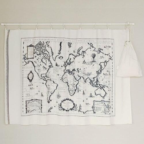World Map 50x150cm width retro printing Map cotton and linen blend fabric DIY sewing pillow cover cotton fabric by