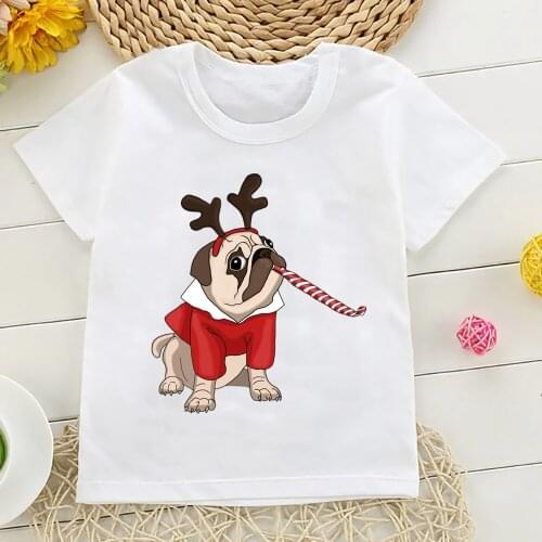 Kawaii Pug Girls Short Sleeve Clothes Streetwear Boys T Shirts Round Neck Baby Tops Cartoon Casual Kids Fashion T-shirt,YKP083
