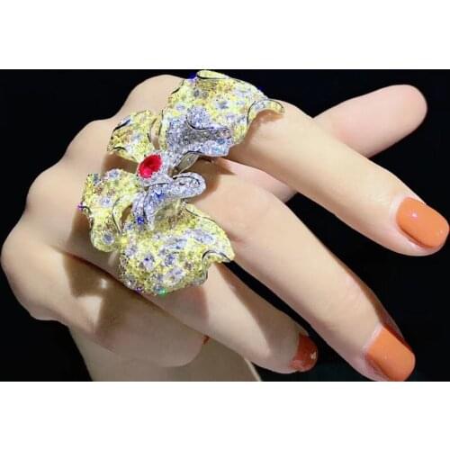 Hyperbole insect 925 sterling silver with cubic zircon butterfly ring adjustable size fine jewelry for party free shipping