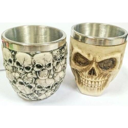 Retro 3D Stainless Steel Skull Cup Novelty Skull Head Vodka Mug Coffee Drinking Cup Drinkware