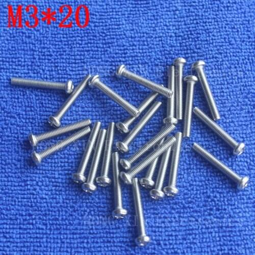 M3*20 1pcs 304 Stainless Steel Screw 20mm Round Head Screws Phillips Crosshead Thread Bolt Brand new high-quality fastener tools
